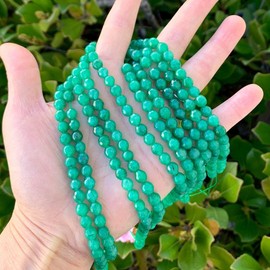 2 Strands Natural Green Malaysia Jade Gemstone 6mm (0.31 Inch) Faceted Round Spacer Stone Beads (106-114pcs Total) for Jewelry Craft Making GH-E26