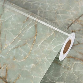 Green Marble Contact Paper for Countertops Waterproof Granite Marble Peel and Stick Wallpaper Decorative Contact Paper Vinyl for Kitchen Cabinets Green Marble Wall Paper for Backsplash 15.8" x 78.7" - Color: Green, Size: 24" x 118"