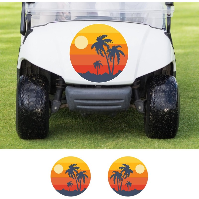Golf Cart Decals, Palm Tree Sunset Design, Hood and Side