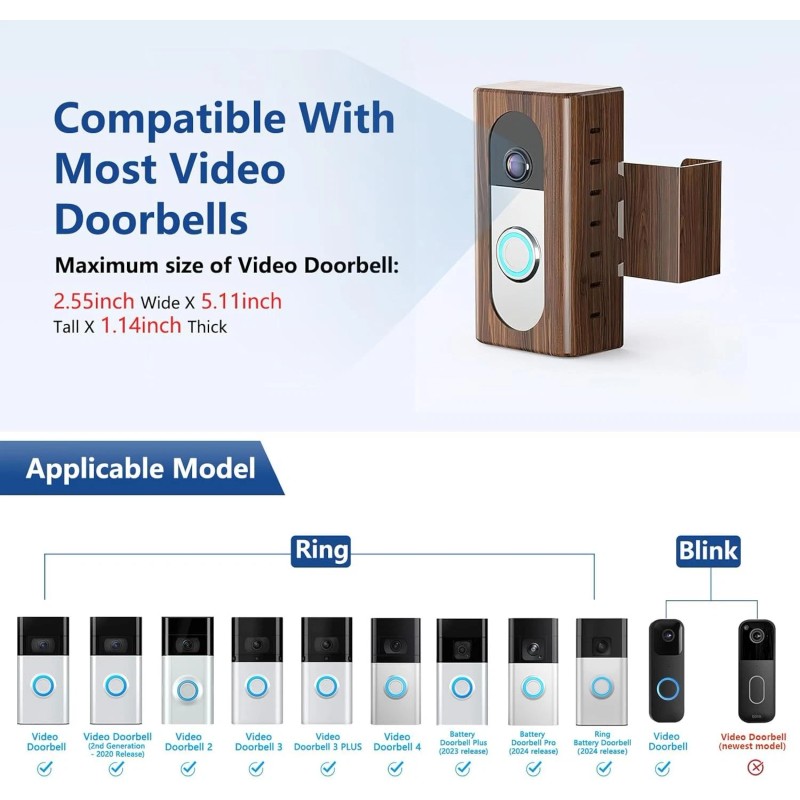 Blink, Ring Anti-Theft Video Doorbell Mount Compatible with Ring/Blink Wireless