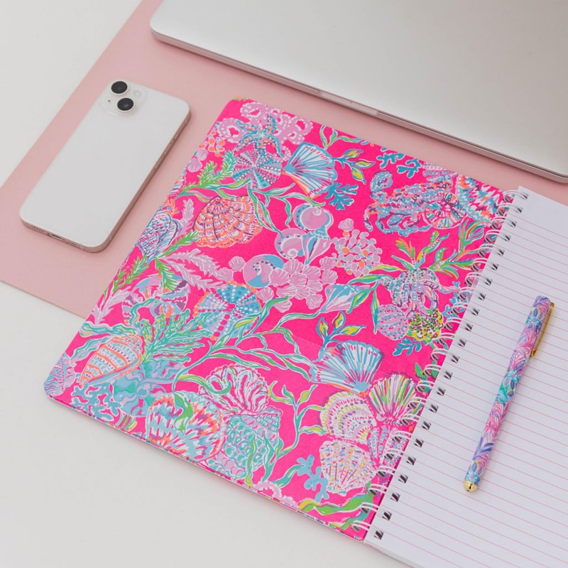 Lilly Pulitzer Large Pink Hardcover Spiral Notebook, 11" x 9.5"