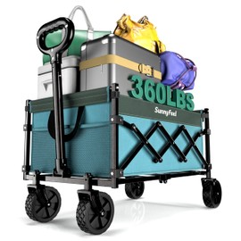 SunnyFeel 360lbs Wagons Carts Foldable,Heavy Duty Collapsible Folding Wagon Carts with Wheels,Lightweight Fold Up Wagon Cart for Outdoor Camping Shopping Sports Beach Garden Grocery