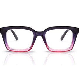 JiSoo Oversized Reading Glasses for Women 1.75, Stylish Designer Readers Large Frame with Spring Hinge, 1.75 Purple