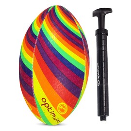 Optimum Rainbow Twster Rugby Ball - Size 4 - With Pump