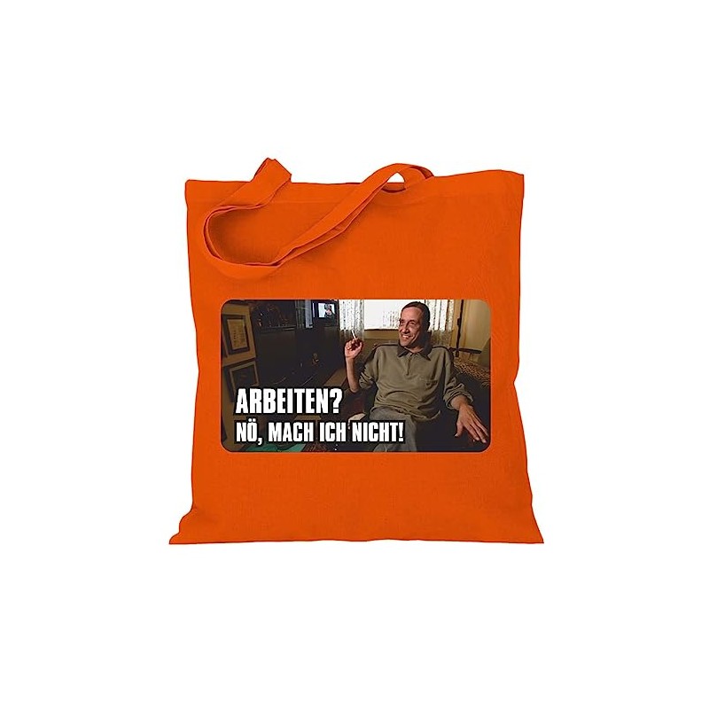 Fabric Bag Jute Bag Long Handle with Saying "Arbeiten? Nö