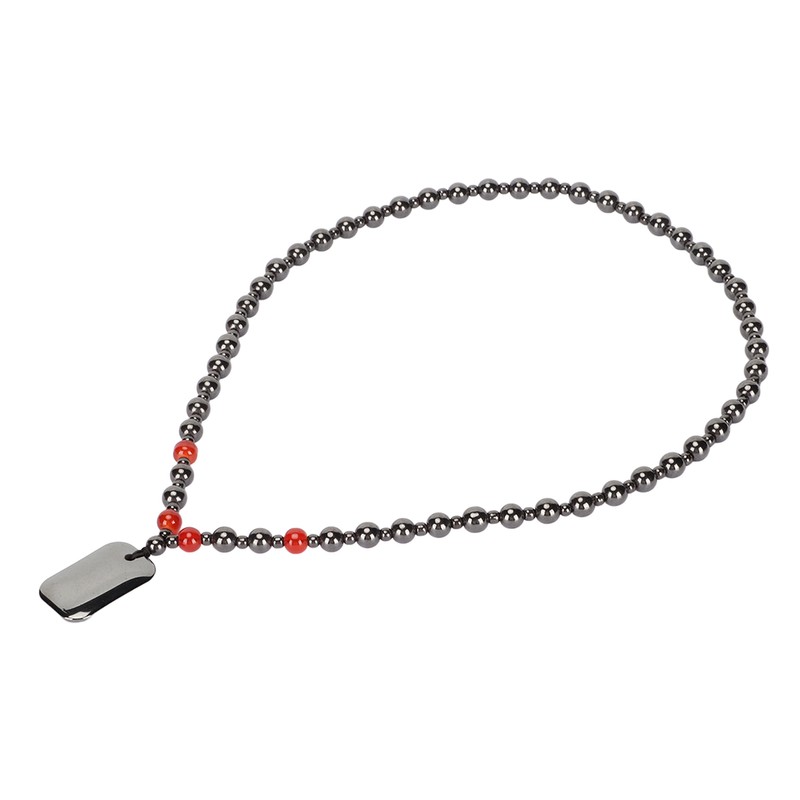 Terahertz Beaded Necklace Fashionable Rectangular Pendant Soreness Relief Energy Stone