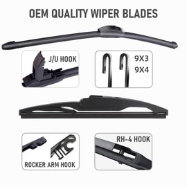 Kitchasy 3-Pack OEM Windshield Wiper Blades Replacement for 2001-2005 Toyota Rav4,2001-2007 Toyota Highlander,Original Factory Quality Windshield Wiper Blades Set-22"/19"/12"(U/J HOOK)