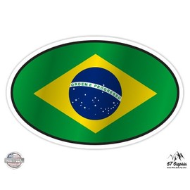 GT Graphics Brazil Flag Oval - 7" Vinyl Sticker - for Car Laptop I-Pad - Waterproof Decal