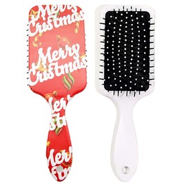 Onpalette Santa-Themed Christmas Hair Brush - Pain-Free Detangling for Wet/Dry Use, Great Holiday Gift (Color G)