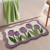 Wave-Shaped Tulip Bath Mat, Soft Non-Slip Fluffy Fresh Flowers Bathroom