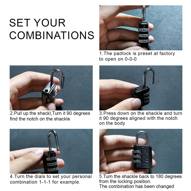 SISAV 3 Digit Combination Lock,Gym Padlock,Outdoor Padlock,Suitable for School Lockers,Tool
