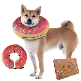 Dog Donut Collar | Alternative to Traditional or Soft Dog Cones | Inflatable Post-Surgery Cone for Medium Dogs (Pink)