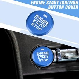 A ABSOPRO Engine Start Stop Ignition Button Overlay Cover Decal Interior Trim Sticker for Ford for Mustang 2015-2021 Blue
