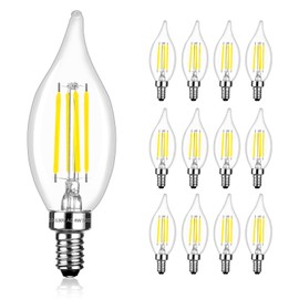 Brtstiun C35 Dimmable 4W Candelabra Light Bulbs, 40 Watt Equivalent, 470 Lumens 5000K Daylight White, CA11 Flame Tip E12 LED Candle Bulb, 12 Pack