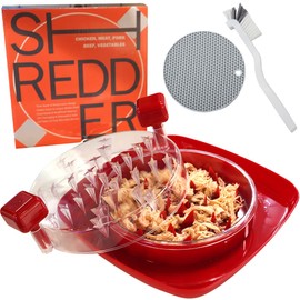Meat Mincer ShredMachine Chicken Shredder Alternative to Bear Claws Multifunctional Meat Grinder with Removable Compartment and Transparent Plate Suitable for Chicken Salad (Red)