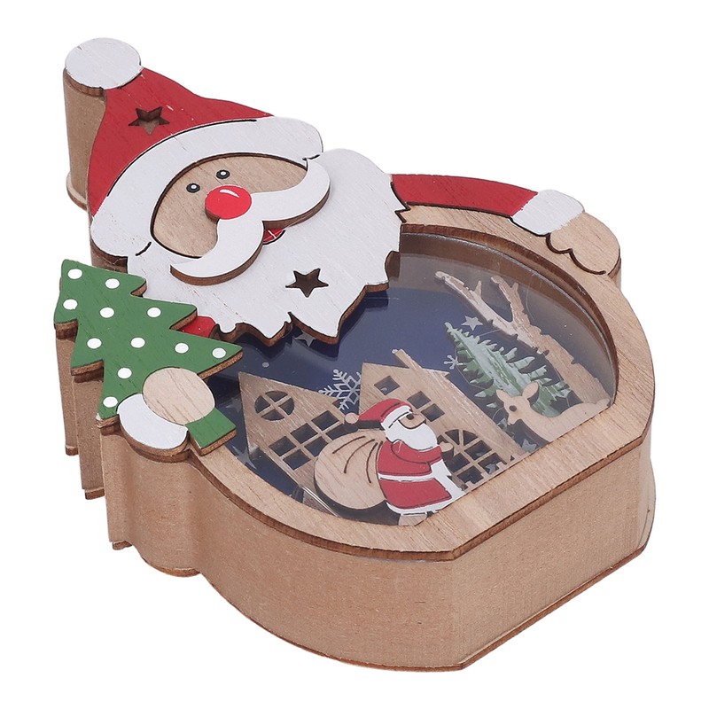 Luminous Christmas Ornament LED Light Emitting Wooden Christmas Decorations Ornaments