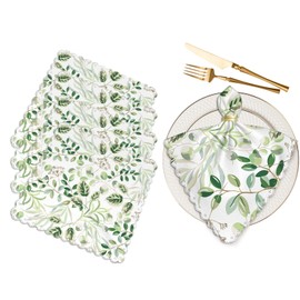 Yibeas Green Leaves Cloth Table Napkins Set of 4 Summer Greenery Floral Nature Botanical Plants Table Decoration Dinner Napkins for Kitchen 18 x 18 inch