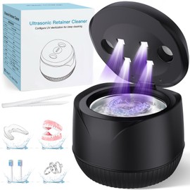 Dental Ultrasonic Retainer Cleaner Machine - Dental Cleaning Pod for Denture, Mouth Guard, Aligner, Night Guard, Braces, Toothbrush Heads, Jewelry, 45kHz Retainer Cleaner with Digital Timer & 200ML