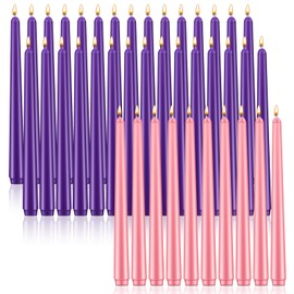 Patelai 40 Pcs Christmas Advent Candle Set Taper Candles 10 Inch 30 Purple and 10 Pink Christmas Candles Candlesticks for Wedding Advent Home Church Holiday Decoration Party Celebrations