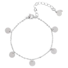 Happiness Boutique Women's Bracelet with Multiple Plates in Silver Colour Circle Bracelet Round Pendant Geometric Jewellery, Stainless Steel, without stone