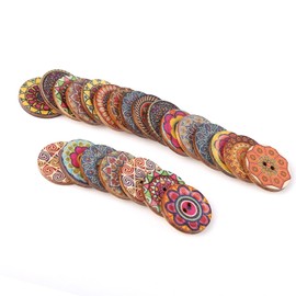 Botones de Madera Vintage de Patrón Mixto 100 Pzs con 2 Agujeros para Manualidades de Costura de Bricolaje Botones Decorativos de Madera de 25mm Botones Decorativos Colo 100 Pzs gros bouton en bois 50