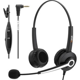 Wantek Phone Headset with Microphone Noise Cancelling, Telephone Headsets 2.5MM Jack Compatible with Panasonic AT&T RCA Vtech
