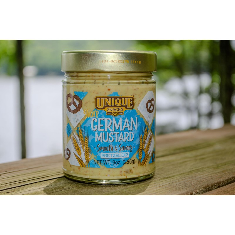Unique Snacks Sharp German Mustard Dip, Whole Grain Mustard Seeds,
