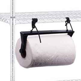 YYST Wire Shelving Paper Towel Holder Paper Towel Holder for Wire Shelving with 2 Hooks (Black - 1)