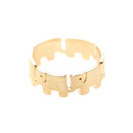 Spinningdaisy Handcrafted Brushed Metal Elephant Band Ring Gold