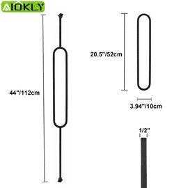 8-Pack Stair Balusters, 1/2" x 44", Hollow Single Oval Iron Balusters for Staircase Interior With 16 Swivel Shoes