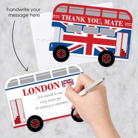 Big Dot of Happiness Cheerio, London - Shaped Thank You Cards - British UK Party Thank You Note Cards with Envelopes - Set of 12