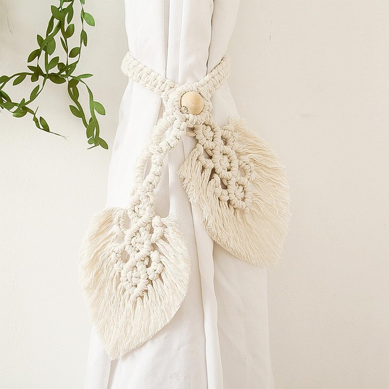 Tiardey 2 Pcs Monkey Curtain Holders Boho Cotton Macrame Tiebacks