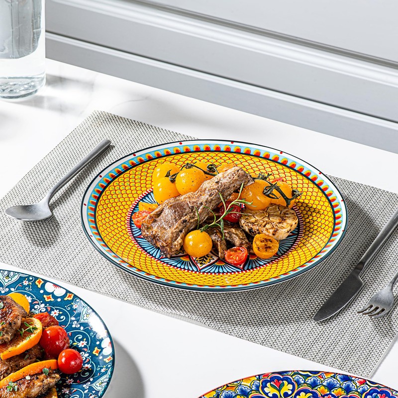 HENXFEN LEAD Dinner Plates Set of 6-10.5 Inch Large Ceramic