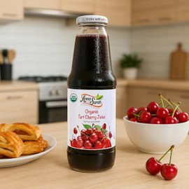 Anna and Sarah 33.8 Oz Organic Tart Cherry Juice - USDA Organic Certified - Glass Bottle (4 Pack) No Sugar Added, No Artificial Colors, No Preservatives, No Flavors Added,NOT from Concentrate