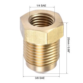 TA-VIGOR Brass Pipe Fitting, 3/8 SAE Flare Male to 1/4 SAE Female Thread, Brass Flare Adapter Tubing Connector for Air, Gas Pipe, Refrigeration, HVAC, 2PCS