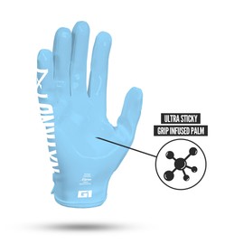 Nxtrnd G1 Pro Men's Football Gloves, Adult Sticky Receiver Gloves (Columbia Blue, Medium)