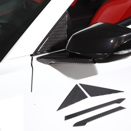 Soft 3D Real Carbon Fiber Car Rearview Mirror Base Decoration Sticker Trim Decor Trim Kit Compatible with Corvette C8 Stingray Z06 Z51 2020 2021 2022 2023 Interior Decoration Accessories (Black)