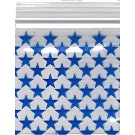 Apple Baggies 2020 Apple 100 Mini ZIPPER-SEAL Bags PRINTED Design 2" X 2" (STAR)