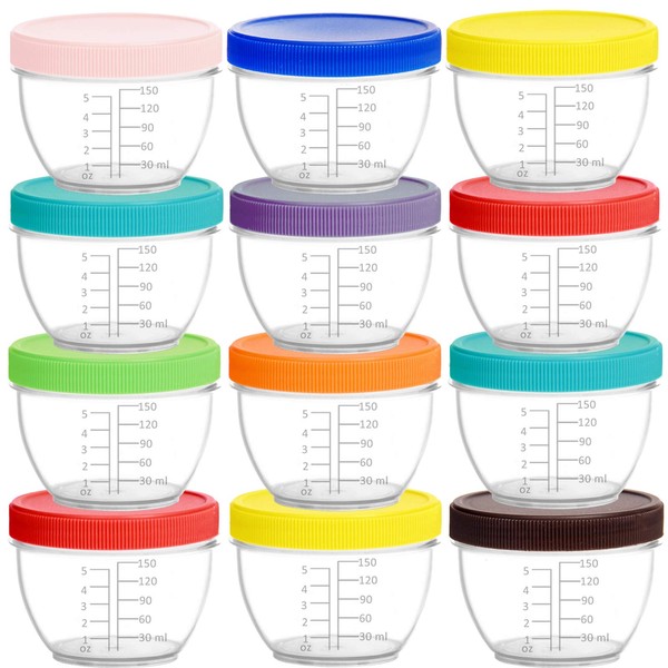 Youngever 18 Pack 180ml Baby Food Storage, Re-usable Baby Food Containers with Lids and Labels, 9 Assorted Colors