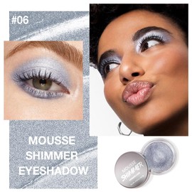 KXmzeG Silver Gray Mousse Shimmer Monochrome Eyeshadow, Neutral Matte Cream Monochrome Eye Shadow Pallette, Long-Lasting Waterproof Blendable sombras para ojos, Mini Eyeshadow(06#, Pack of 1)