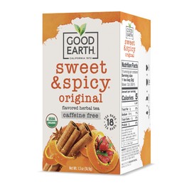 Organic Sweet & Spicy Herbal Caffeine Free Good Earth Teas 18 Tea Bag
