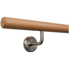 TIBU Handrail Wooden Beech Diameter 35 mm Railing Stairs 0.3 m - 5 m, Length 30 cm and End Radius Milled