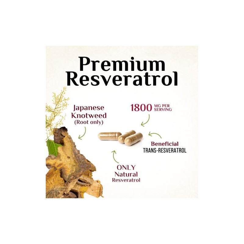 Nature's Nutrition - Resveratrol 1800mg - Suplemento Antioxidante, 120 Cápsulas