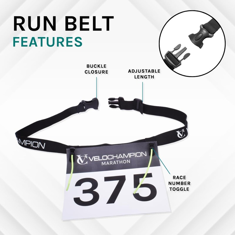 Adjustable Elastic Triathlon, Marathon, Running Sports Number Belt with Clip