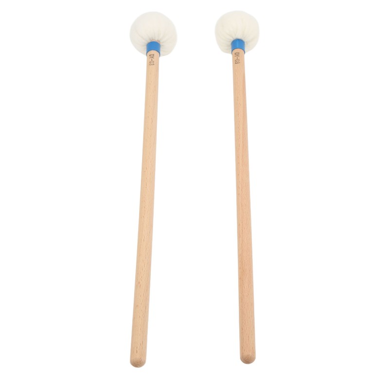 2Pcs Drum Mallet Felt Head Wooden Handle Non Slip Instrument