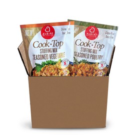 Aleia’s Gluten Free Cook Top Stuffing Mix – Assorted 2 Pack – Includes Seasoned Poultry (5.5oz) & Seasoned Vegetable (5.5oz) – Ready in 5 Minutes – Certified Gluten Free, Dairy Free