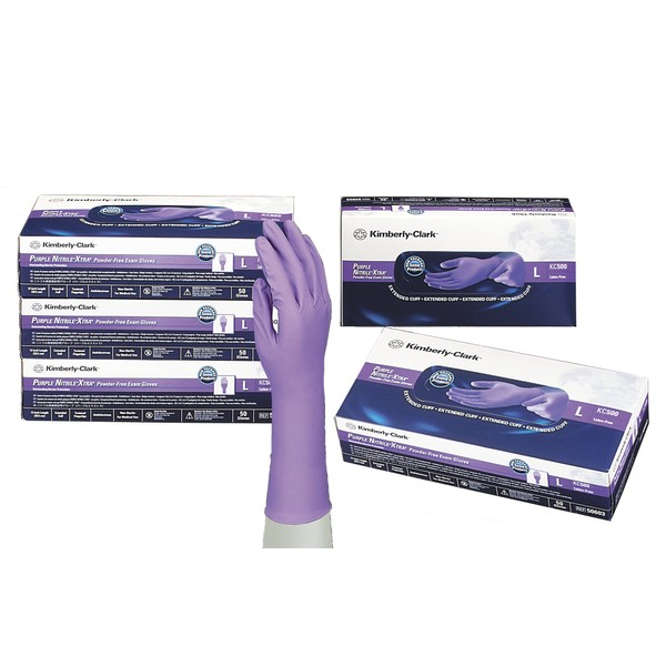 Kimberly-Clark Purple Nitrile Xtra Exam Gloves, Large, Bx/50