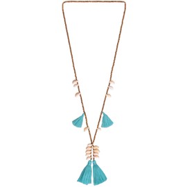KELITCH Shell Beaded Necklace Multi Layering Tassel Pendant Necklace New Charm Jewelry (Blue A)