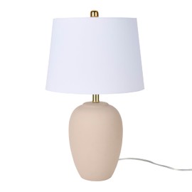 Nourison 23" Light Pink Ceramic Jar Table Lamp for Bedroom, Living Room, Dining Room, Office, with White Shade