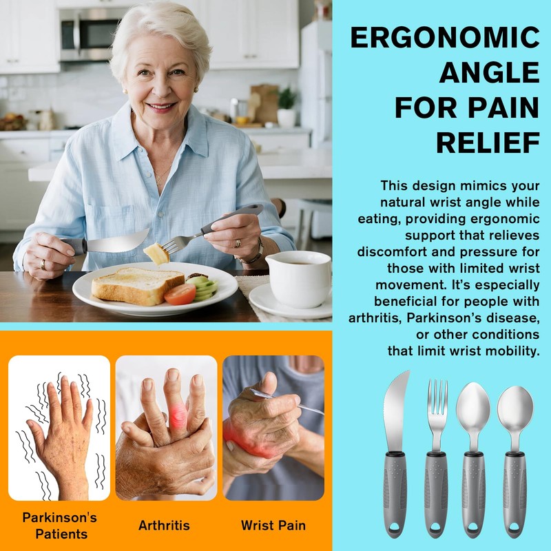 4PCS Weighted Adaptive Utensils, Parkinsons Utensils, Straight